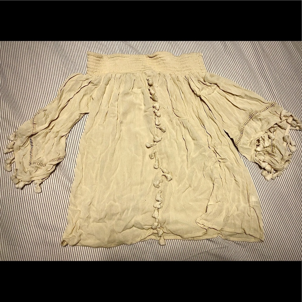 Boho off-the-shoulder fringe top